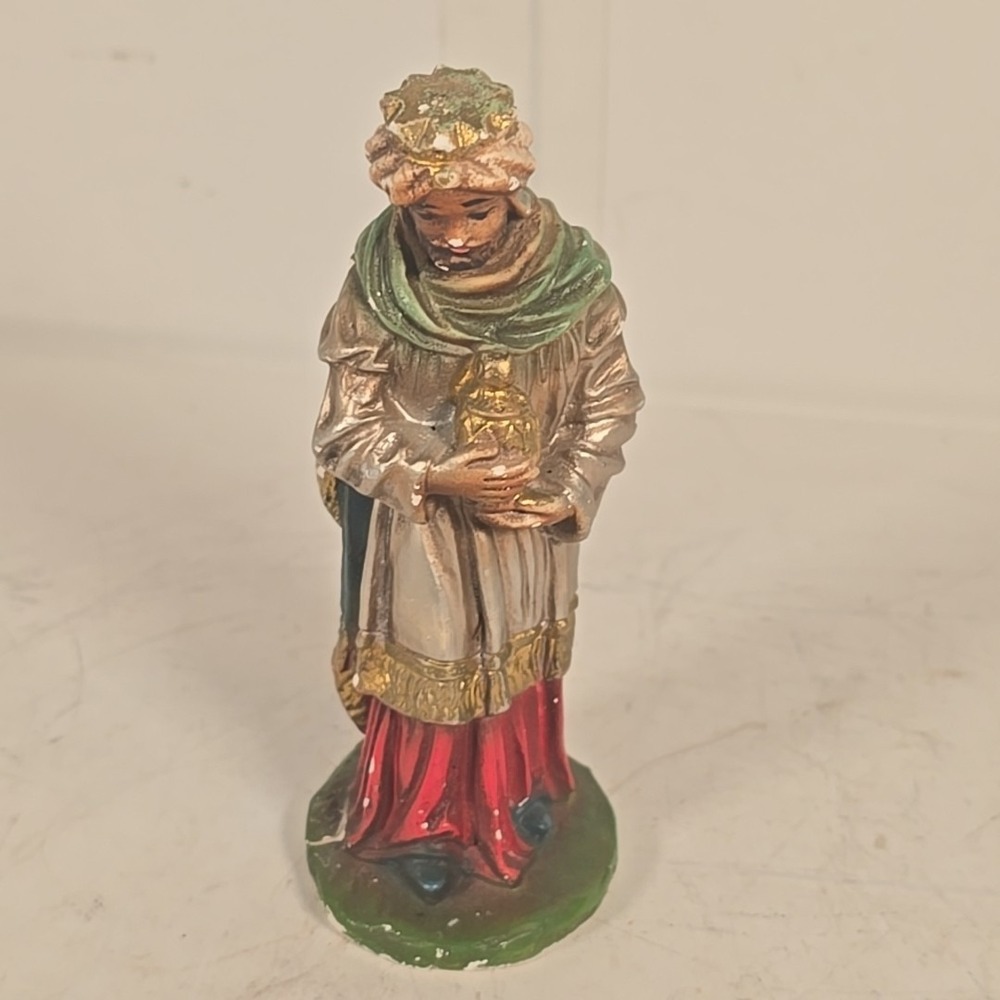 Vintage Nativity Black Wisemen King Made Italy 6.75"